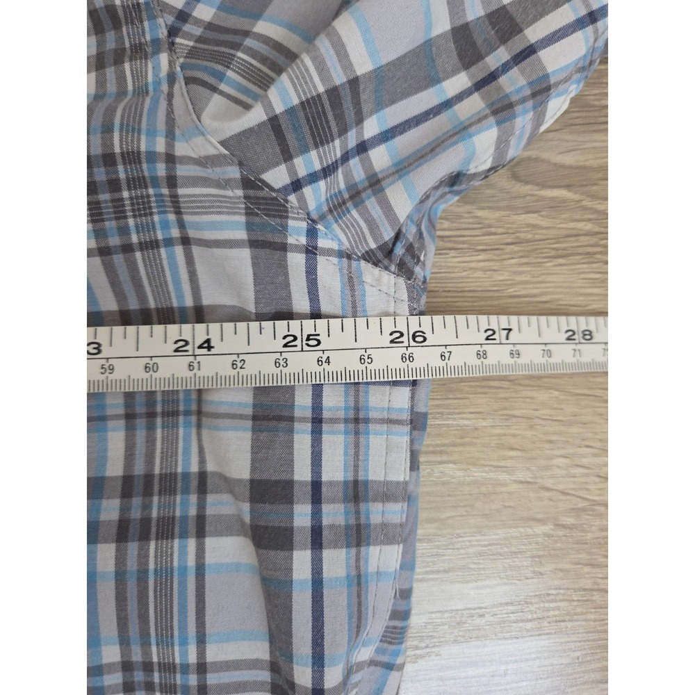 Architect‎ Blue Gray Plaid Short Sleeve Button Shirt XLT - Picture 6 of 7